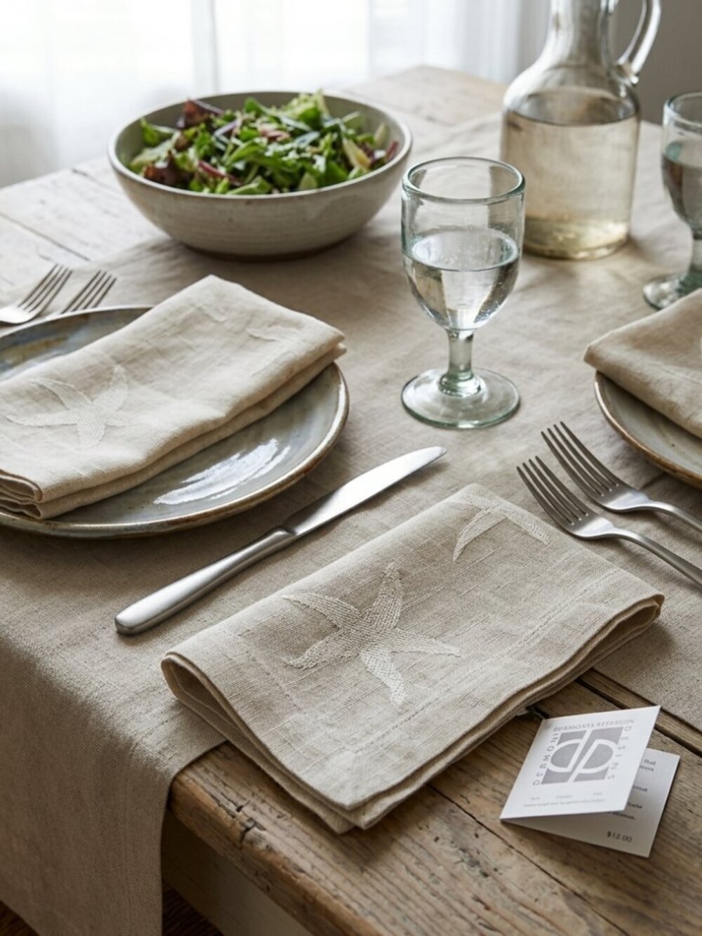 Dermond Peterson Design Russian Linen Hand Printed & Sewn Dinner Table Napkins 5
